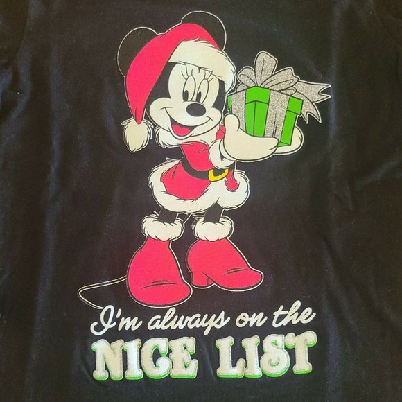 Disney Other - Disney Girls Size 4T Shirt I'm always On The Nice List Minnie Mouse Christmas